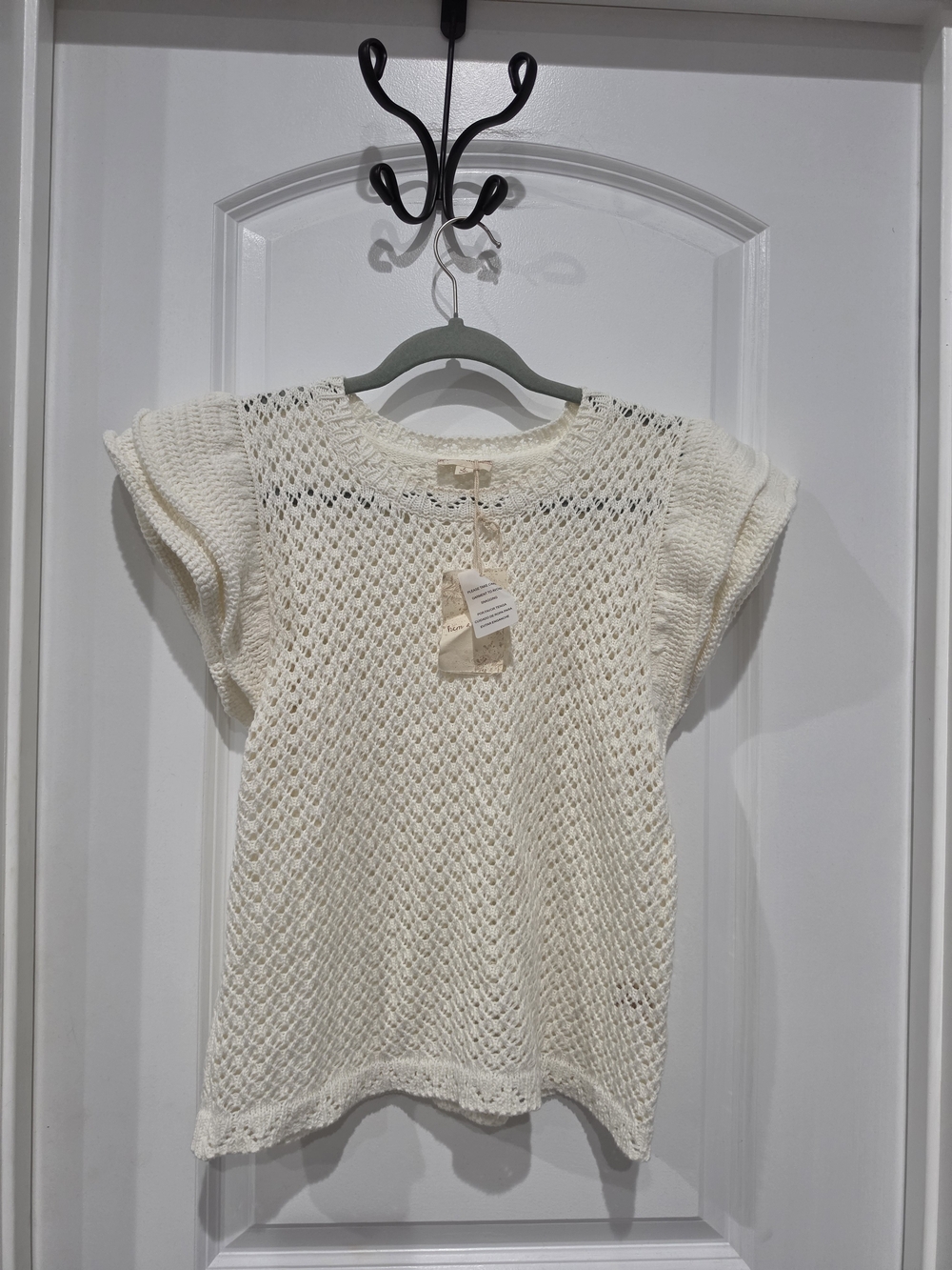 Hem & Thread Cream Open-Knit Pullover Top